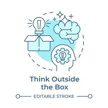 Think outside the box soft blue concept icon Stock Illustration