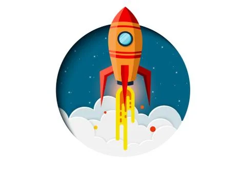 Think outside the box. space shuttle are flying up into the sky while flying  Stock Illustration