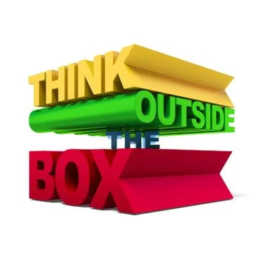 Think outside the box text イラスト素材
