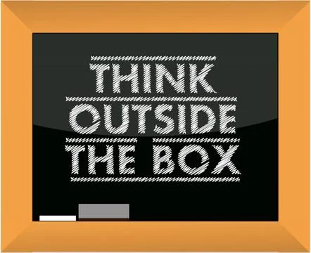 Think outside the box title blackboard illustration 스톡 일러스트