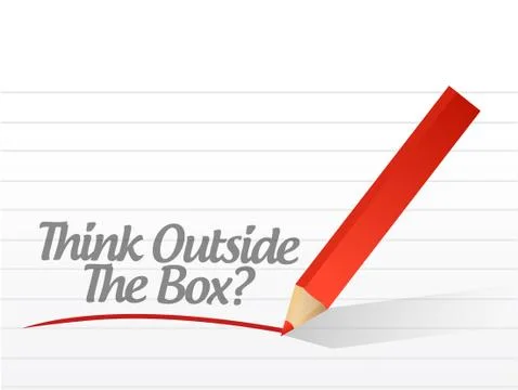 Think outside the box written on a white paper. illustration design notepad p 库存插图