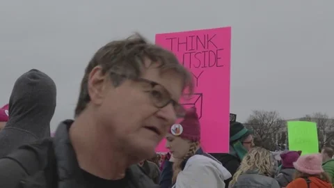 Think Outside My Box Protest Sign - Womens March DC Stock Footage 81257605