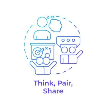 Think, pair, share blue gradient concept icon Stock Illustration