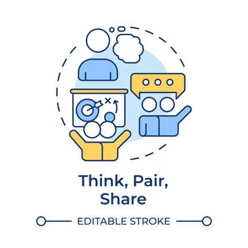Think, pair, share multi color concept icon Stock Illustration