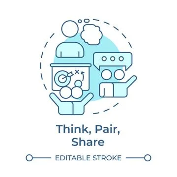 Think, pair, share soft blue concept icon Stock Illustration