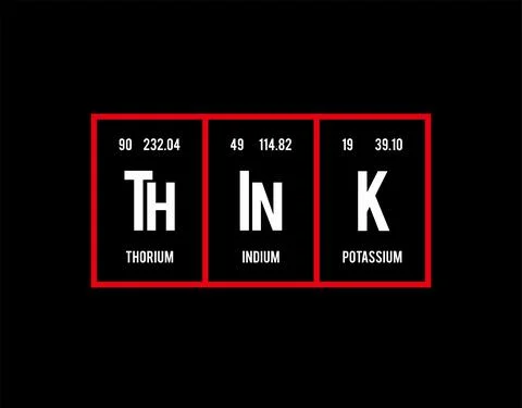 Think - Periodic Table of Elements on black background in vector illustration Stock Illustration