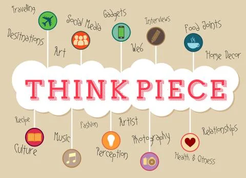 Think piece heading with multiple concepts Stock Illustration