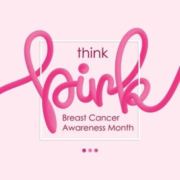 Think Pink blended interlaced creative hand drawn lettering Stock Illustration