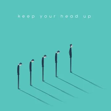 Think positive and keep your head up vector concept. Optimistic businessman Stock Illustration