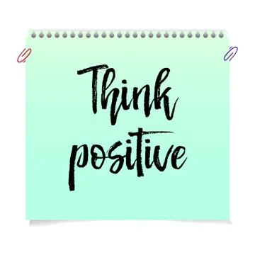 Think Positive Motivation text isolated handwritten brush pen lettering. Stock Illustration