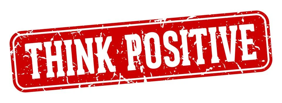 Think positive rectangular sign. think positive stamp Illustrazione stock