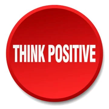 Think positive red round flat isolated push button Stock Illustration