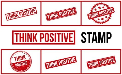 Think Positive Rubber Stamp Set Vector Stock Illustration