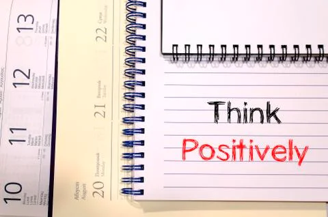 Think positively concept on notebook Stock Photos