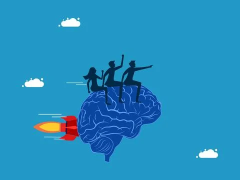 Think quickly. Business team control brain forward. vector Stock Illustration