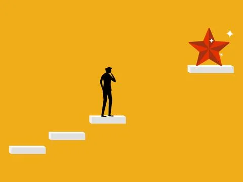 Think of a solution. Businessman stuck in the gap between the stairs, can n.. Stock Illustration