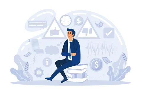 Think of solution, critical thinking to solve problem, focus on new idea, c.. Stock Illustration