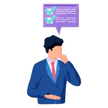 Think of solution, critical thinking to solve problem, thoughtful businessman Stock Illustration