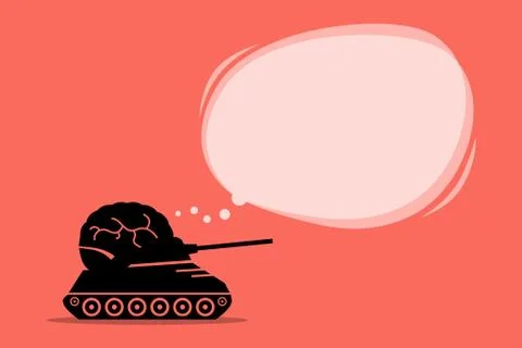 Think tank brain thinking with an empty thought bubble on top. Vector artwork イラスト素材