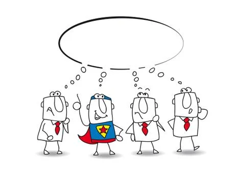 Think tank with a superhero Stock Illustration