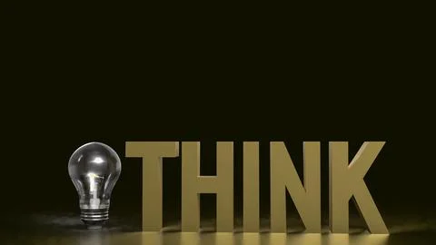 The Think text and Light Bulb for idea or creative concept 3d rendering. イラスト素材