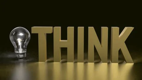 The Think text and Light Bulb for idea or creative concept 3d rendering. イラスト素材
