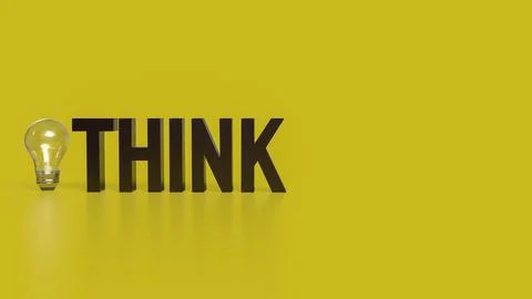 The Think text and Light Bulb for idea or creative concept 3d rendering. イラスト素材