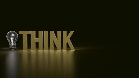 The Think text and Light Bulb for idea or creative concept 3d rendering. 스톡 일러스트