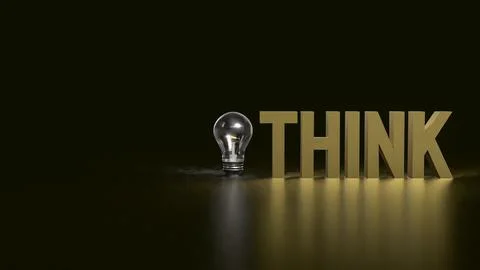 The Think text and Light Bulb for idea or creative concept 3d rendering. 스톡 일러스트
