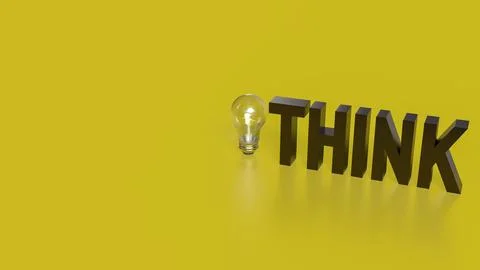 The Think text and Light Bulb for idea or creative concept 3d rendering. Stockillustratie