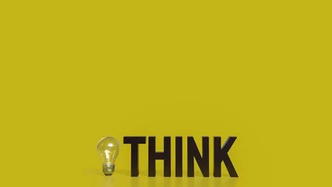The Think text and Light Bulb for idea or creative concept 3d rendering. 스톡 일러스트