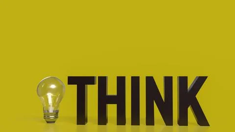 The Think text and Light Bulb for idea or creative concept 3d rendering. Stockillustratie