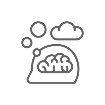 Think, thought, idea, mind, dream cloud, dialog line icon. Illustrazione stock