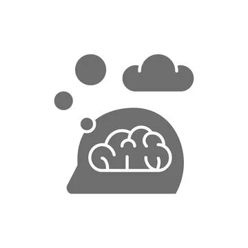 Think, thought, idea, mind, dream cloud, dialog grey icon. Stock Illustration