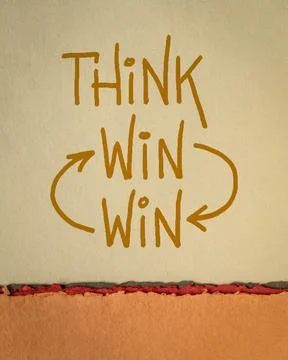 Think win-win strategy concept - a sketch on art paper, business negotiatio.. Stock Photos
