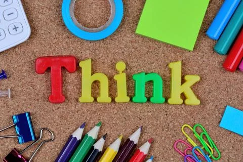 Think word on cork Stock Photos