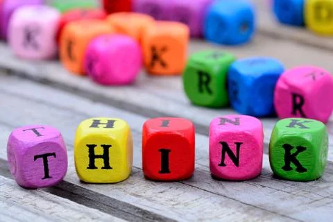Think word on table Stock Photos