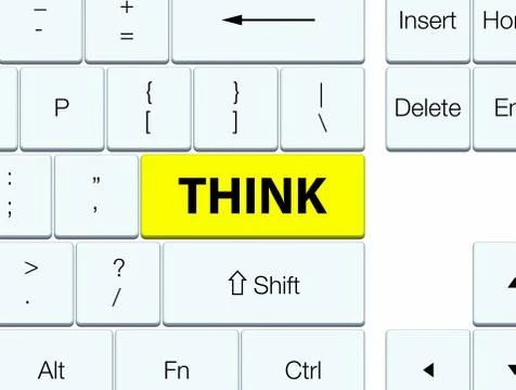 Think yellow keyboard button Stock Photos