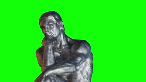 Thinker man a concept of learning and logic 3d render on a green background Stock Footage 196813192