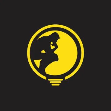Thinker man logo. finding idea Stock Illustration