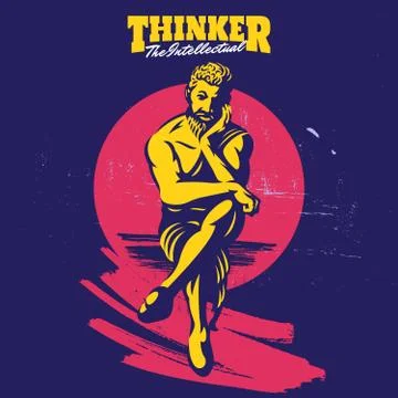 Thinker Mascot Logo Stock Illustration