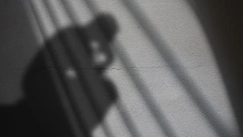 Thinker Shadow on a Cracked Wall Stock Photos