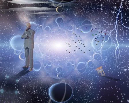 Thinker in space Stock Illustration