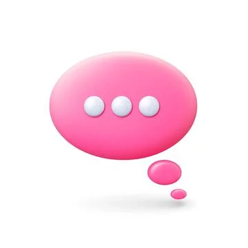 Thinking 3d balloon element. Isolated speech bubble icon, voice message template Illustrazione stock