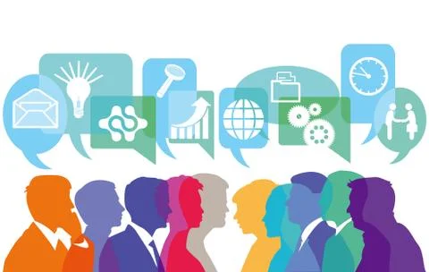 Thinking about communication, illustration Stock Illustration