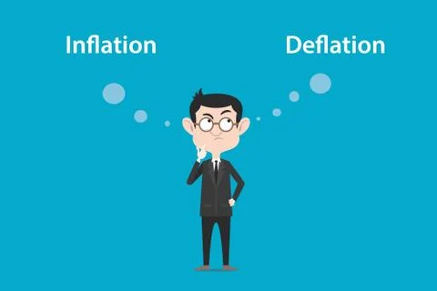 Thinking about the difference of inflation vs deflation illustration with a Stock Illustration