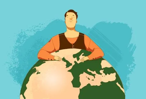 Thinking about the future of the world Stock Illustration