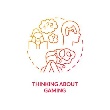 Thinking about gaming red gradient concept icon 스톡 일러스트