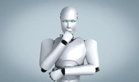 Thinking AI humanoid robot analyzing information data 스톡 일러스트