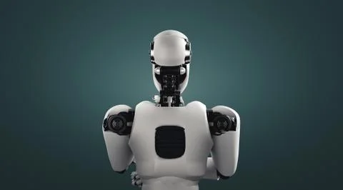 Thinking AI humanoid robot analyzing information data 스톡 일러스트